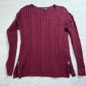 American Eagle Outfitters Maroon Cable Knit Sweater